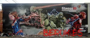 Graffiti Fachada Capitana Marvel Hulk Flash 300x100000